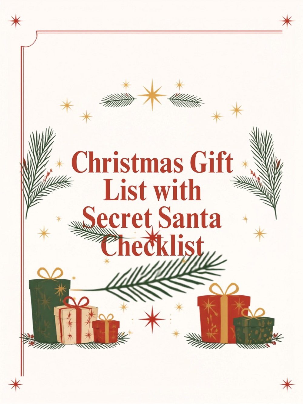 Christmas Shopping Gift List & Secret Santa Checklist -Digital download